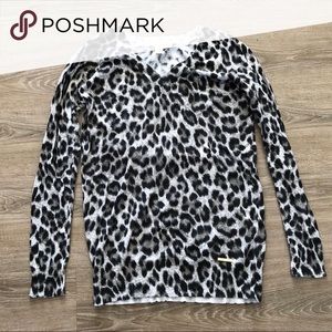 Michael Kors Leopard Print V-Neck Sweater